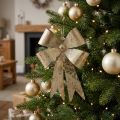 Bow to hang, Christmas tree decorations, golden metal decoration, antique look H23cm W16cm | Floristik24.co.uk