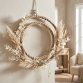 Double decorative ring, boho style, wall and window decoration, jute metal ring, natural silver color, Ø41cm | Floristik24.co.uk