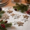 Wooden stars decoration confetti Christmas white/natural 3.5cm 48 pcs | Floristik24.co.uk
