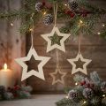 Wooden stars decoration hanging wooden star natural 6/8/10/12cm 16 pcs | Floristik24.co.uk