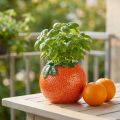 Mediterranean decoration orange vase flowerpot ceramic Ø9cm | Floristik24.co.uk