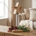 Wooden star natural with stick base star decoration 20x9.5x50cm | Floristik24.co.uk