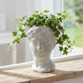 Plant Pot Woman's Head Decorative Planter White Washed 15×16×21cm | Floristik24.co.uk