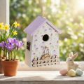 Spring Decoration Birdhouse Lilac White H11cm 3 Pcs | Floristik24.co.uk
