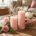 Light pink dyed pillar candles 85×120mm, set of 2 – Elegant wax candles for romantic decoration | Floristik24.co.uk