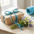 Decorative ribbon made of plastic, raffia, multicolor gift ribbon blue-brown L200m | Floristik24.co.uk