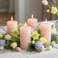 Pillar candles, solid colored light pink, 60×100mm, set of 4, decorative candles for Easter and weddings | Floristik24.co.uk