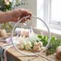 White pearl decorative wreath Ø28cm 4-piece set - Versatile hanging decoration for spring, wedding &amp; vintage decorations | Floristik24.co.uk