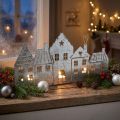 Christmas decoration houses, tealight holder metal silver 25cm | Floristik24.co.uk