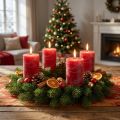 Solid-colored candles red 60x80mm 4pcs | Floristik24.co.uk