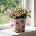 Flower pattern planter Ø13×H11.5cm plastic flower pot | Floristik24.co.uk