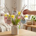 Hanging Rabbits Decorative Hanging Easter Wood Plush 26×7×2cm 6 pcs | Floristik24.co.uk
