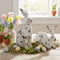 Decorative rabbits white vintage wood look Easter H14.5/24.5cm 2pcs | Floristik24.co.uk