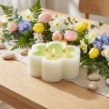 Three-wick candle green white shape flower Ø11.5cm H4cm | Floristik24.co.uk