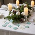 Scatter Decoration Christmas White/Turquoise Sequins 36 Pcs | Floristik24.co.uk