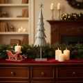 Metal Christmas Tree with Star on Stable Base – 74cm Tall Festive Table Decoration | Floristik24.co.uk