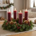 Solid Burgundy Pillar Candles 34mm x 240mm Set of 4 | Floristik24.co.uk