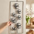 Metal decoration for hanging, swallows, wall decoration Silver, washed white H47.5cm | Floristik24.co.uk