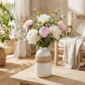 Flower vase white ceramic and seagrass vase summer decoration H17.5cm | Floristik24.co.uk
