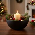 Candlestick black silver Christmas decoration Ø13cm H6.5cm | Floristik24.co.uk