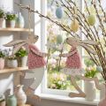 Wall decoration Easter bunny for hanging wood pink 14×19.5cm 4 pcs | Floristik24.co.uk