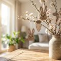 Wooden pendant rabbit with glasses carrot brown beige 4×7.5cm 9pcs | Floristik24.co.uk
