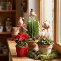 Snowman decorative plug flower plug natural wood 5cm 9pcs | Floristik24.co.uk