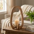 Lantern wood glass lantern living room decoration Ø12cm H20cm | Floristik24.co.uk