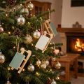 Decorative sleigh wood for hanging mint green white 9.5cm 6pcs | Floristik24.co.uk