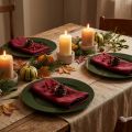 Elegant dark green plastic plate 28 cm 4pcs | Floristik24.co.uk