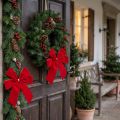 Decorative Bow Red Velvet Bow 4cm wide Christmas Bow for outdoors 15×18cm 2pcs | Floristik24.co.uk