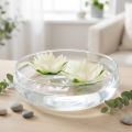 Artificial Cream Floating Water Lilies for Table Decoration Ø15cm Set of 2 | Floristik24.co.uk