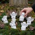 Decoration angel with heart grave decoration white polyresin H5cm 6pcs | Floristik24.co.uk