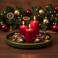 Decorative Green Metal Tray with Gold Rim 30cm | Floristik24.co.uk