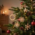 Straw stars Christmas tree decorations straw natural red Ø4-6cm 17 pcs | Floristik24.co.uk