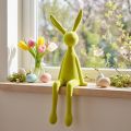 Easter bunny sitting on a shelf, flocked, yellow-green, 56cm | Floristik24.co.uk