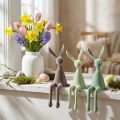 Easter Bunny Shelf Sitters, Flocked, Green/Brown, 28cm, 3 Pieces | Floristik24.co.uk