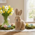 Decorative Sitting Easter Bunny in Brown – 2nd Choice – Flocked H22cm | Floristik24.co.uk