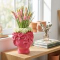 Plant Head Polyresin Bust Planter Pink 13.5×13×14cm | Floristik24.co.uk