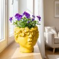 Plant head bust polyresin planter yellow 13.5×13×14cm | Floristik24.co.uk