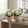 Ceramic Plant Bowl Cream-Pink – Modern Decorative Planter with Groove Pattern Ø15cm 2pcs | Floristik24.co.uk