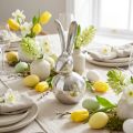 Metal Easter Bunny Round Silver coloured Ø12cm H25cm | Floristik24.co.uk