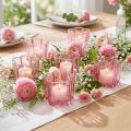 Flower tealight holder, pink tealight glass, Ø7.5cm H6cm, 6 pieces | Floristik24.co.uk