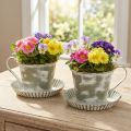 Decorative cup metal white washed antique Ø9cm H8cm 2pcs | Floristik24.co.uk