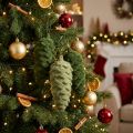 Set of 6 Artificial Green Pine Cone Hanging Decorations for Christmas Trees | Floristik24.co.uk