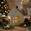 Metal House Lantern Windlight Decoration 16cm Beige and Grey | Floristik24.co.uk