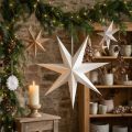 White Paper Star Decoration with Jute Overlay, 75×20cm, for Indoor Hanging | Floristik24.co.uk