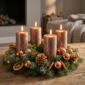Pillar candles, set of 4, solid-colored metallic copper-brown, 70x120mm - Elegant decorative candles with long burning time | Floristik24.co.uk
