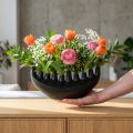 Vase Ceramic Ship Table Decoration Black Abstract Modern H15cm | Floristik24.co.uk