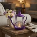 Tealight holder glass lantern teapot purple Ø13cm H22cm | Floristik24.co.uk